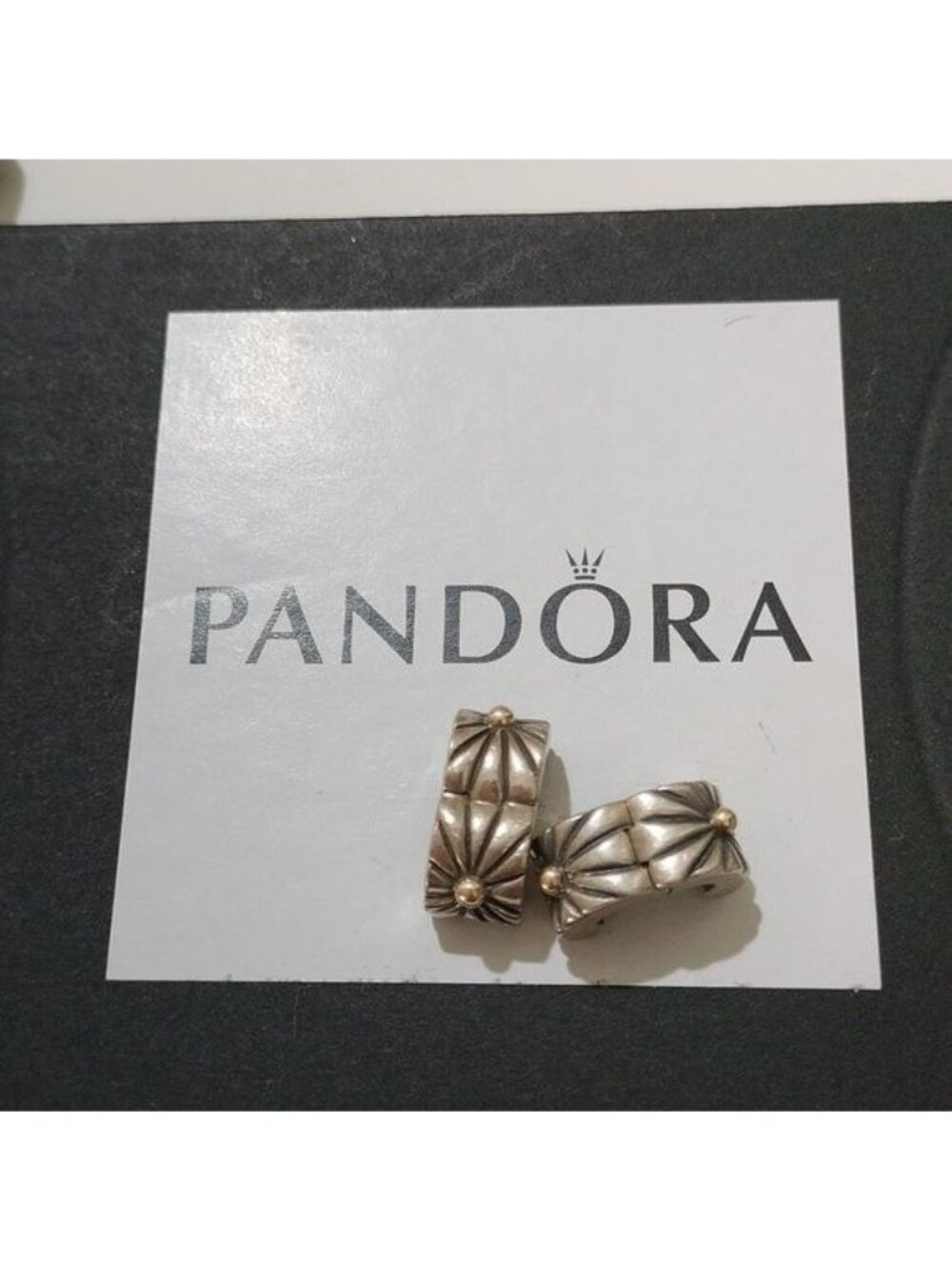 Pandora Sterling Silver with 14K Gold Sunburst Clip Charm 790216, Set of 2